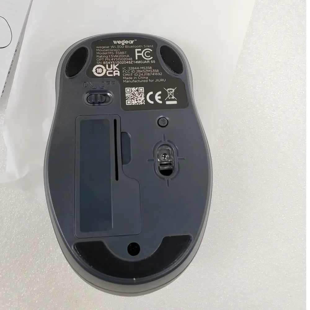 Wegear WL300 Bluetooth Silent Wireless Mouse - Ergonomic Grey Optical Mouse